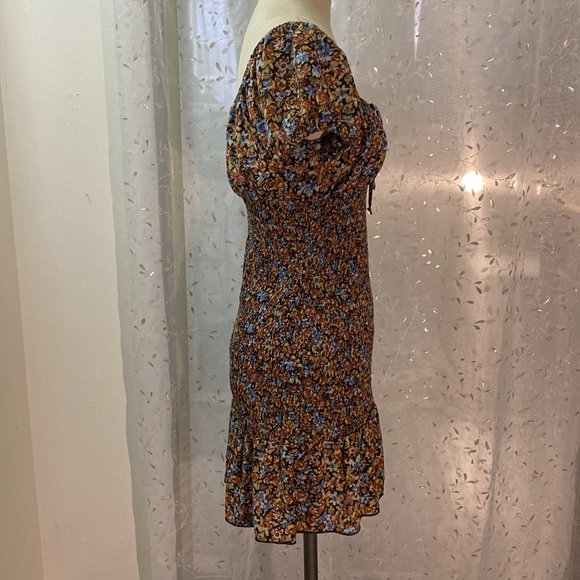 Brown Flowery Scrunch Mermaid Dress - Picture 4 of 6